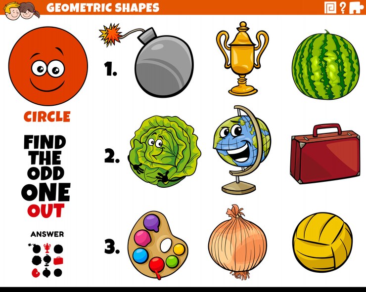 Vector círculo objetos forma tarea educativa para niños