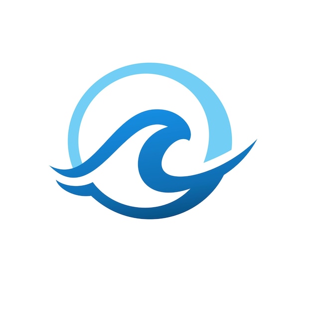 Círculo de olas Símbolo de logotipo Ilustración vectorial de agua Inspiración de diseño de logotipo inteligente, limpio y moderno