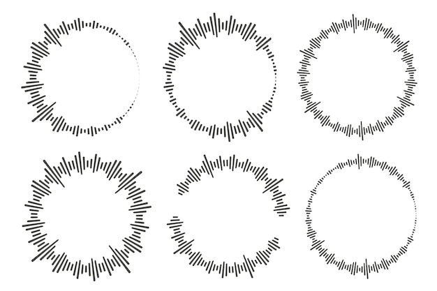 Círculo de ondas de audio Ecualizador de sonido de música circular Radio radial abstracta y símbolo de volumen de voz