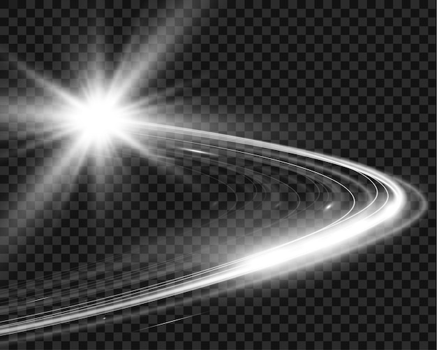 El círculo de ondas de rastro blanco borroso línea plateada de la velocidad de la luz Ilustración vectorial