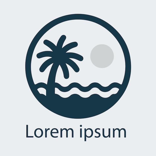 un círculo con una palmera y la luna en el medio