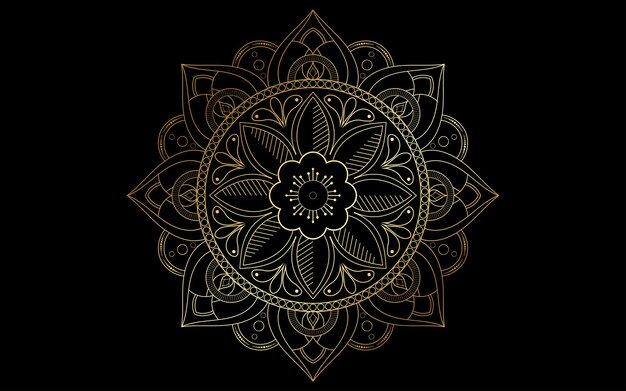 Círculo patrón pétalo flor de mandala con blanco y negroVector floral mandala patrones de relajación diseño único con fondo blancoPatrón dibujado a manoconcepto meditación y relajación