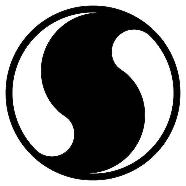 Círculo de pelota yin y yang con pelota de tenis de líneas curvas