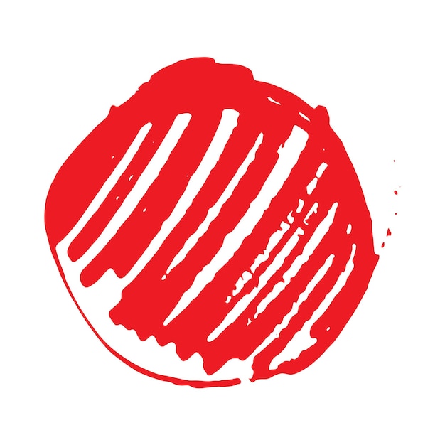 Círculo de pincel rojo grunge aislado en blanco Vector de sello redondo aislado en fondo