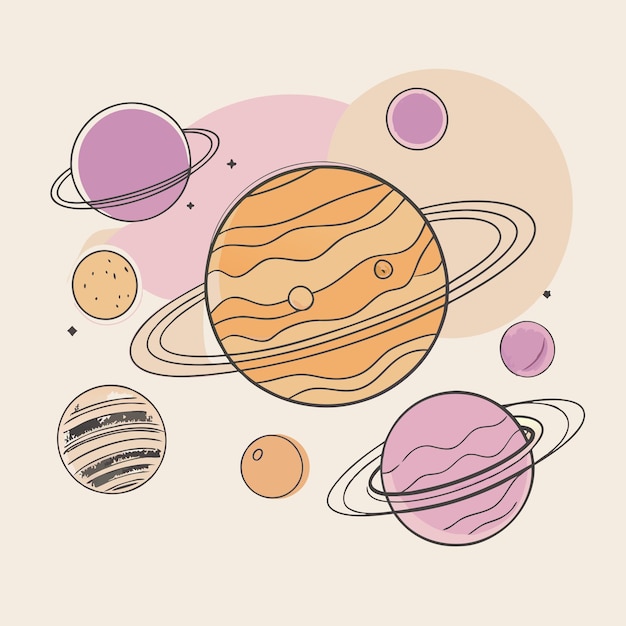 un círculo de planetas con todos los planetas en el centro