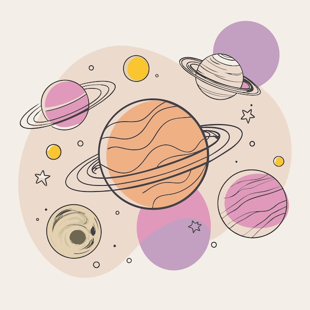 un círculo de planetas con todos los planetas a su alrededor