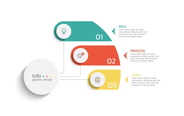 Círculo de plantilla de diseño infográfico empresarial con tres opciones