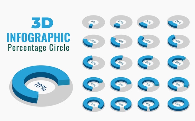 Círculo de porcentaje de infografía isométrica Diseño de vector 3d