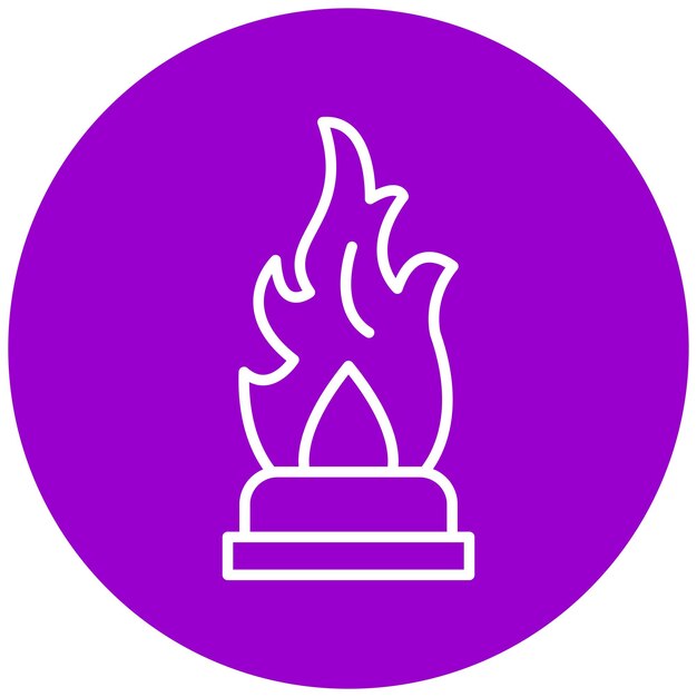 un círculo púrpura con un fuego en él