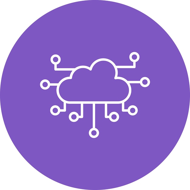 un círculo púrpura con una nube en él y un círculo purpúreo con un fondo blanco