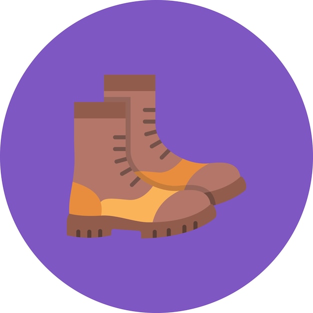 un círculo púrpura con un par de botas en él