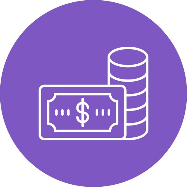 un círculo púrpura con un signo de dólar en él