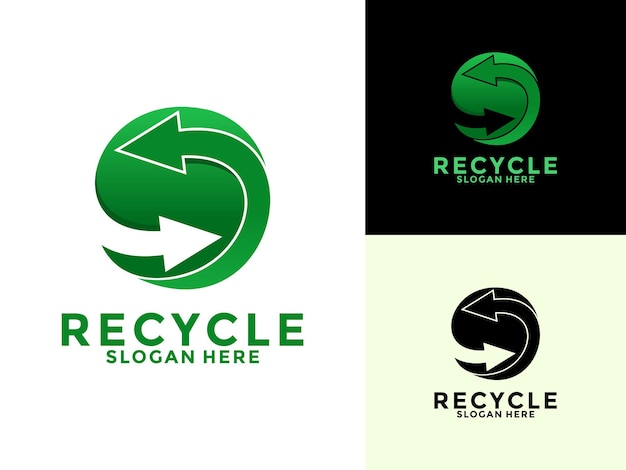 El círculo recicla el diseño del logotipo de ecología y salva la plantilla vectorial del logotipo del planeta