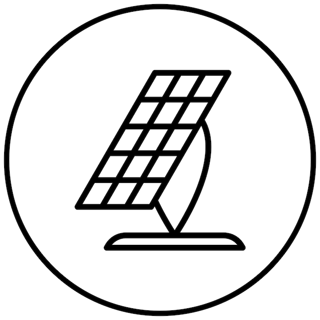 un círculo con un rectángulo en él que dice paneles solares