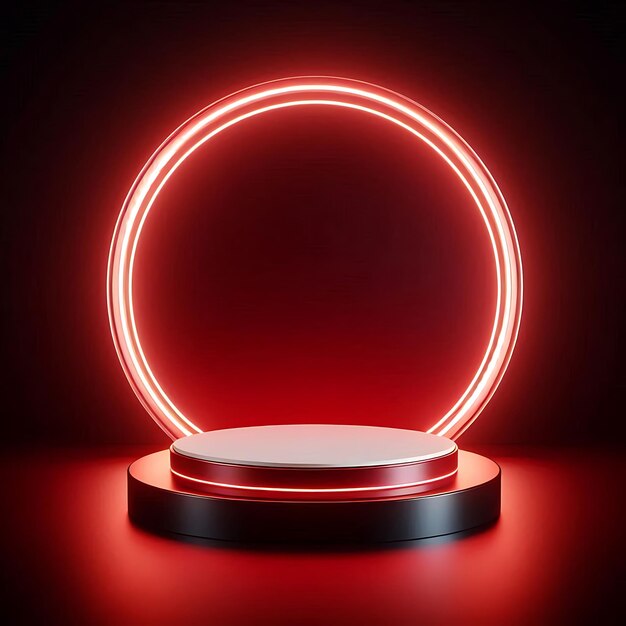 un círculo redondo con un círculo rojo a su alrededor está iluminado