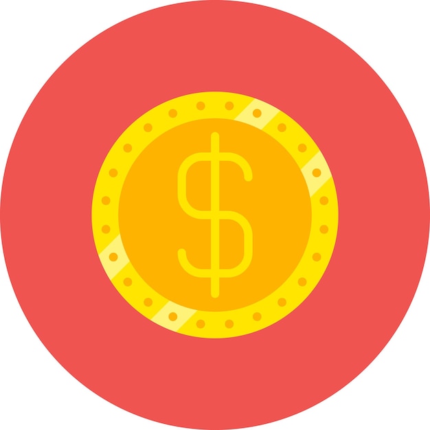 un círculo rojo y amarillo con un signo de dólar en el medio