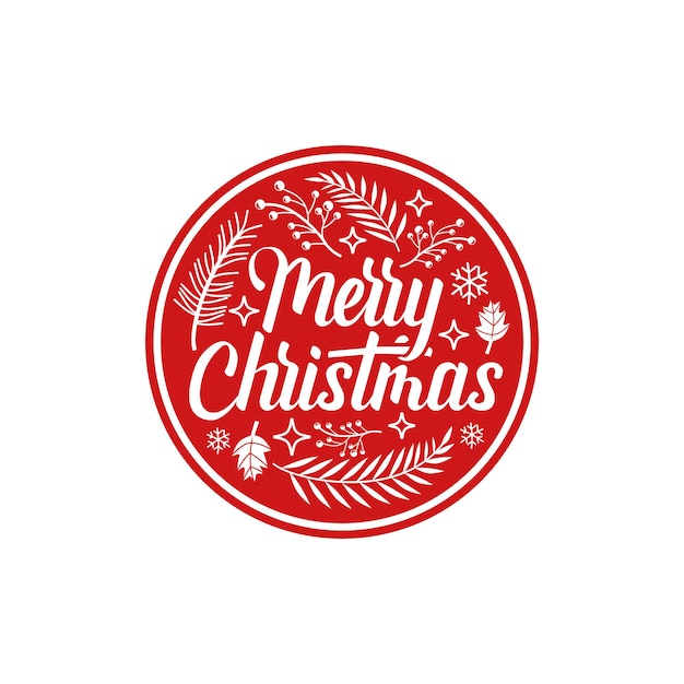 un círculo rojo con una corona en él que dice Feliz Navidad