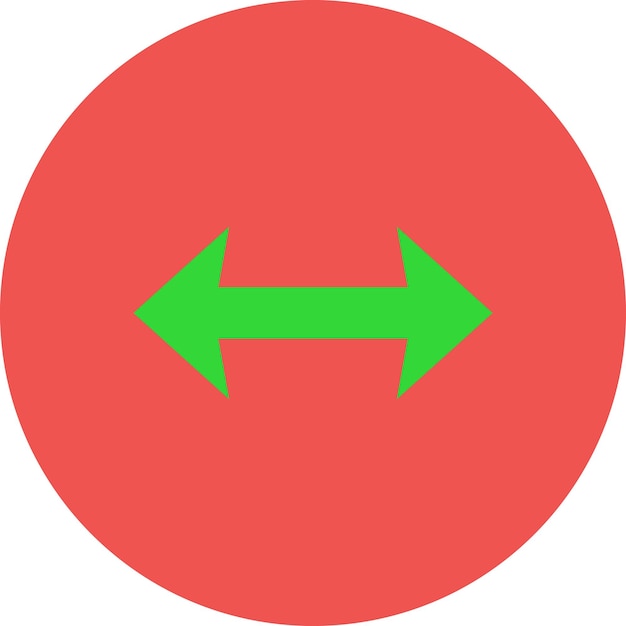 un círculo rojo con una flecha verde que señala a la derecha