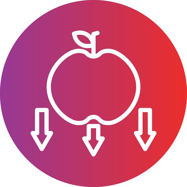 un círculo rojo con flechas que apuntan a la derecha y la palabra manzana