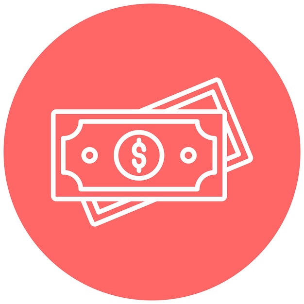 un círculo rosa con un billete de un dólar en él