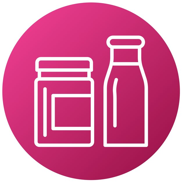 un círculo rosa con una botella de mantequilla de maní en él