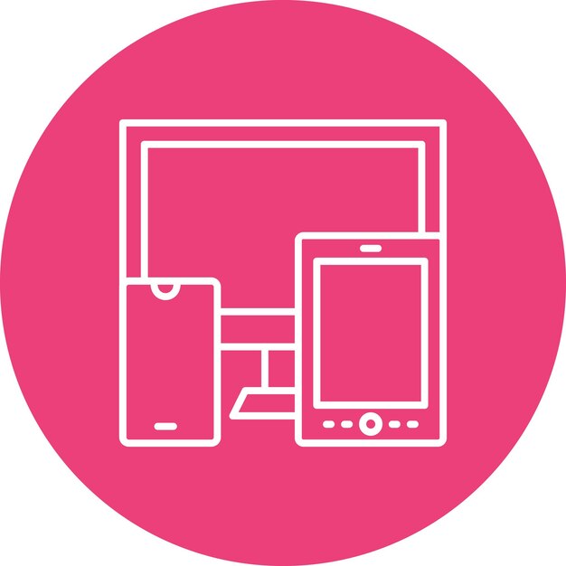 Un círculo rosa con un círculo rosa que dice que la computadora
