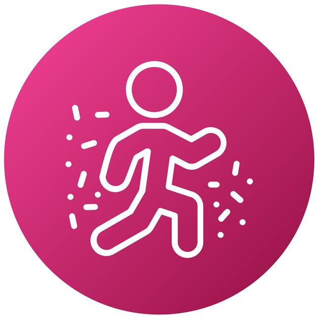 un círculo rosa con un círculo rosado con un hombre corriendo en el medio