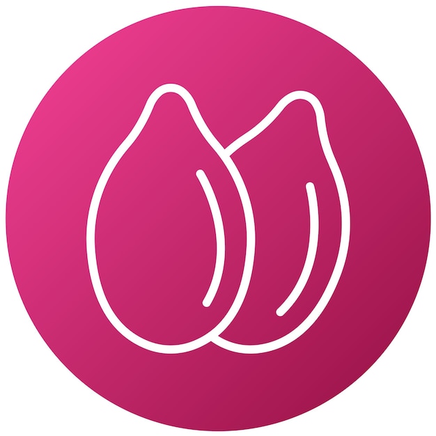 un círculo rosa con un contorno blanco de una fruta en él