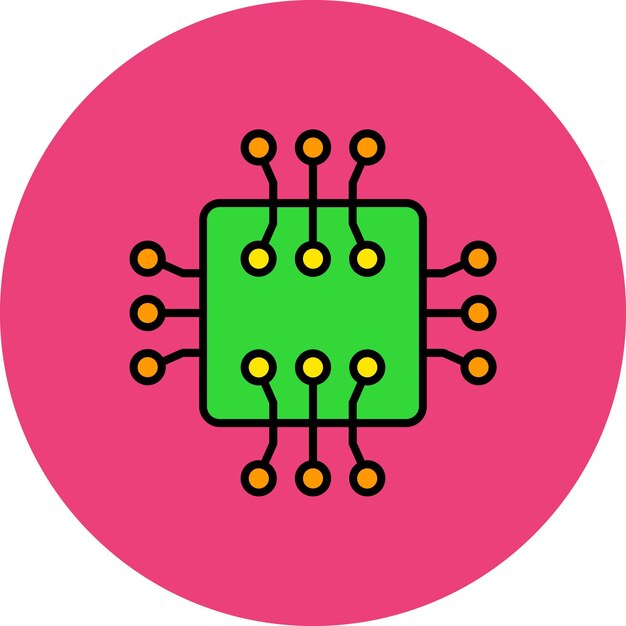 un círculo rosa con un cuadrado verde que dice la palabra en él