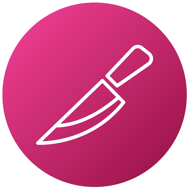 un círculo rosa con un cuchillo en él