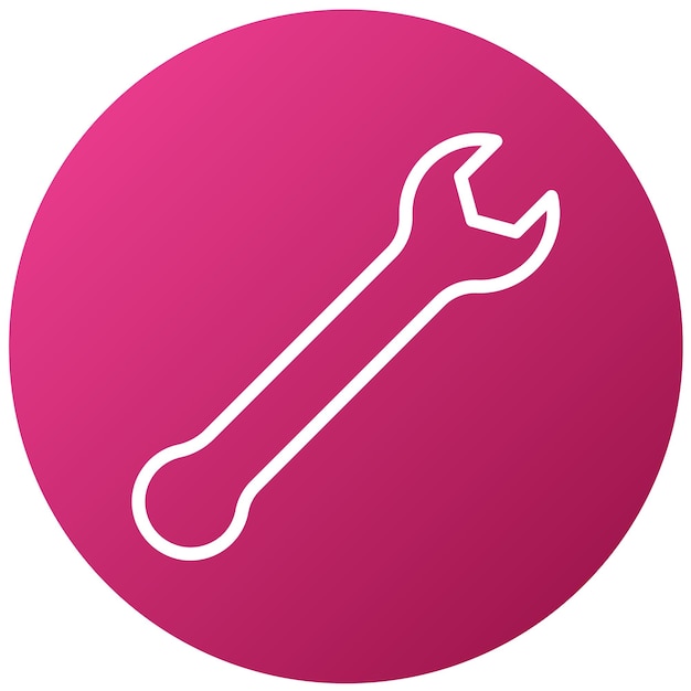 un círculo rosa con un destornillador en él