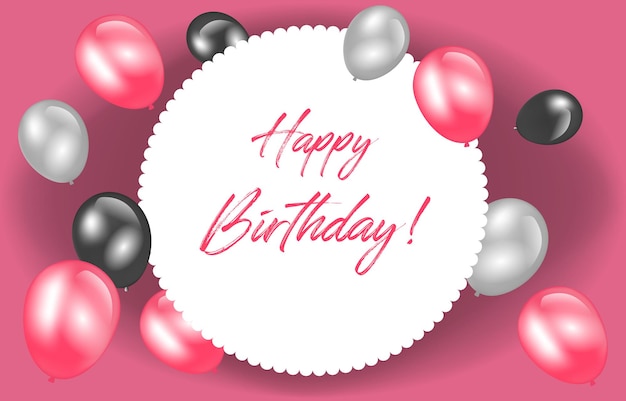 Círculo Rosa Feliz Cumpleaños Tarjeta Invitación Celebración Globo Fondo