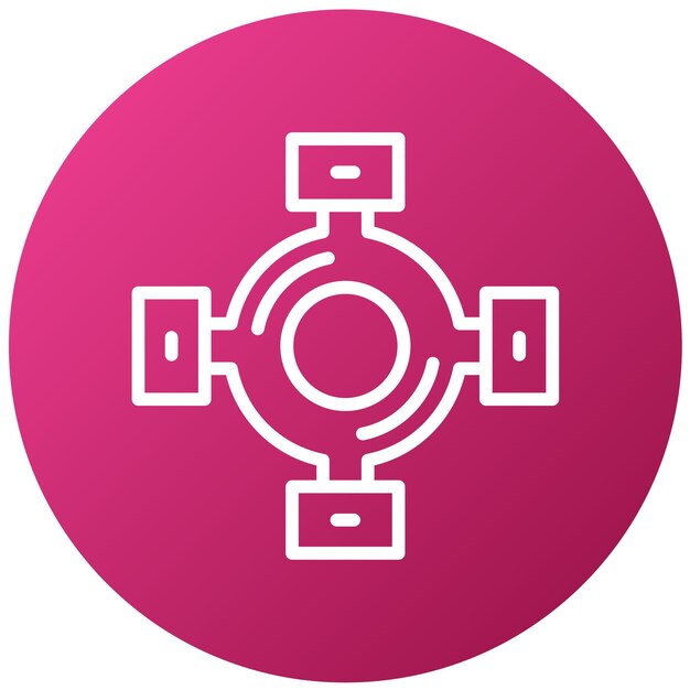 un círculo rosa con un fondo rosa con un logotipo rosa en él