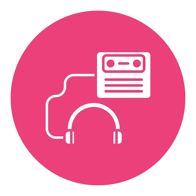 un círculo rosa con un fondo rosa que dice auriculares en él