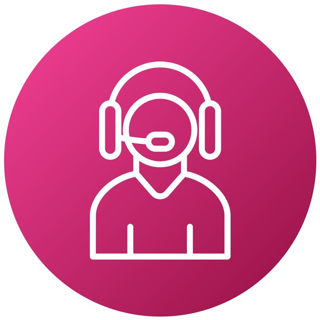 un círculo rosa con un hombre con auriculares en él