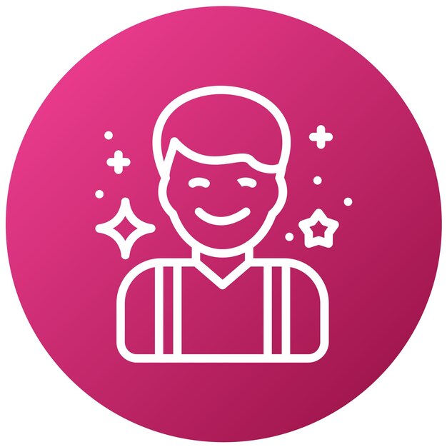 un círculo rosa con un hombre en un círculo rosado con estrellas en él