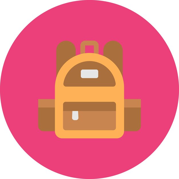 un círculo rosa con una imagen de una mochila en él