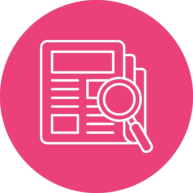 un círculo rosa con una lupa y una lupa