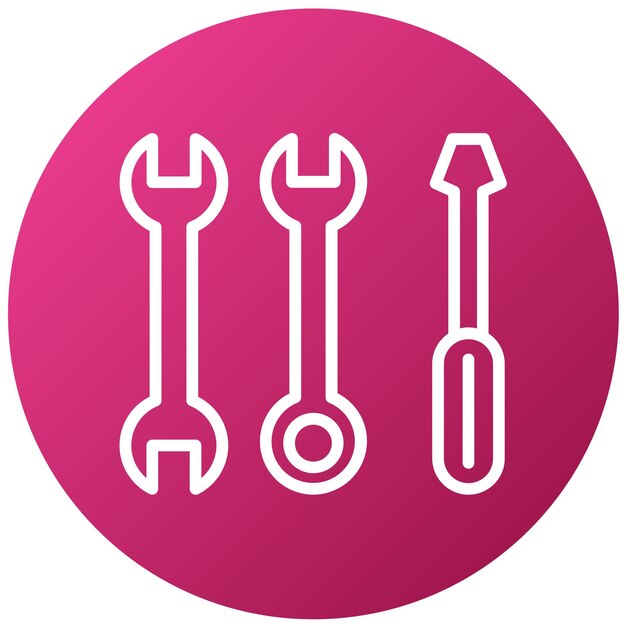 un círculo rosa con un par de tornillos en él