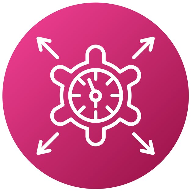 un círculo rosa con un reloj en él