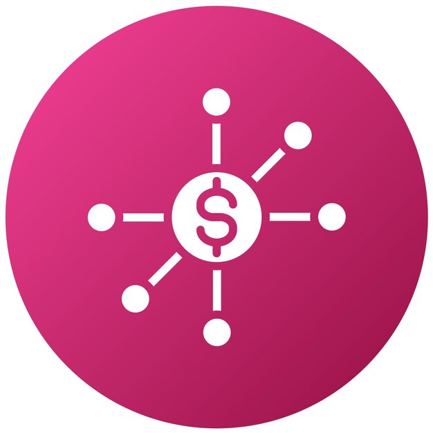 un círculo rosa con un signo de dólar en él