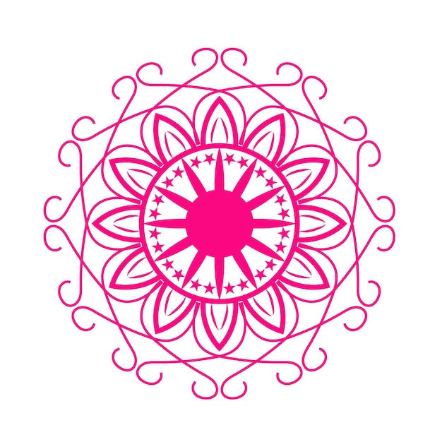 Vector un círculo rosa con el símbolo de un sol.