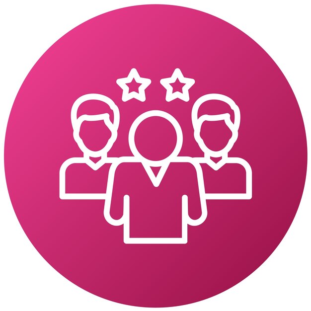 un círculo rosa con tres hombres delante de él