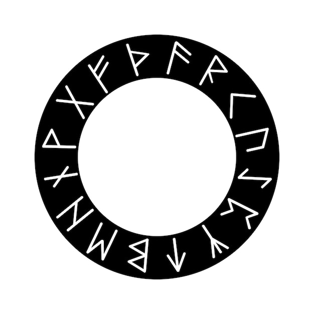Un círculo en las runas escandinavas futhark aislado en una ilustración vectorial blanca