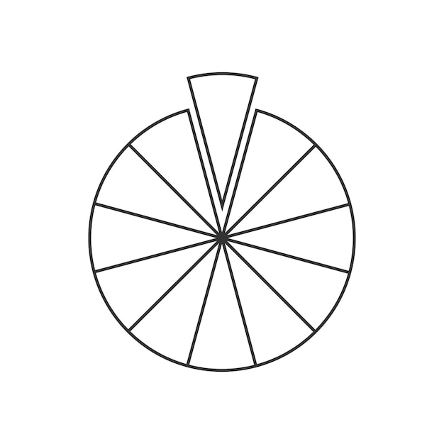 Círculo segmentado en 12 secciones forma de tarta o pizza cortada en porciones iguales gráfico de estadísticas redondas