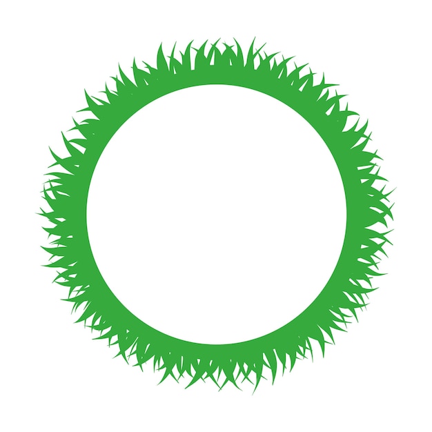 Círculo de silueta de hierba verde aislada sobre fondo blanco Ilustración plana para el diseño conceptual