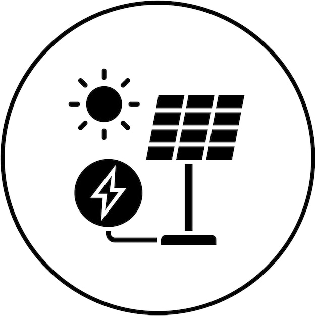 un círculo con un símbolo de potencia y un símbolo de energía