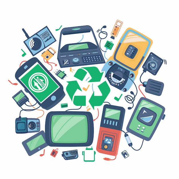 un círculo de teléfonos celulares con uno que dice " reciclar "