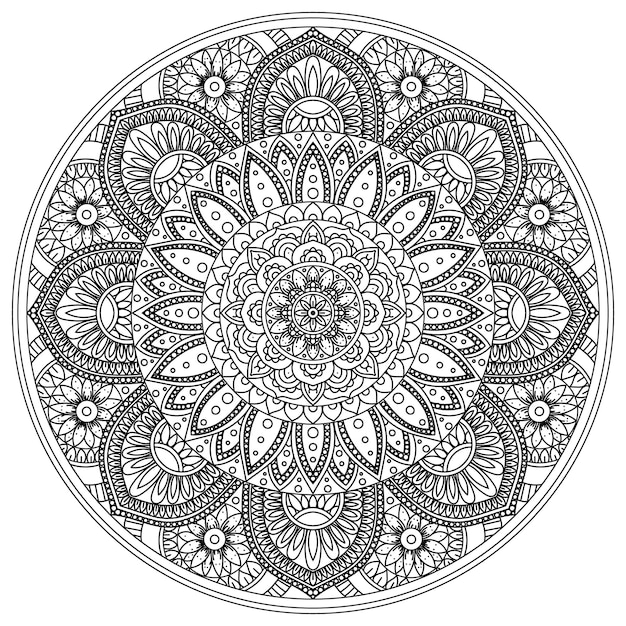 Círculo vectorial de dibujo manual de mandala indio