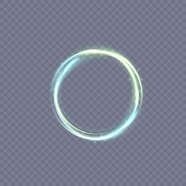 Círculo verde brillante sobre un fondo transparente Anillo brillante con luz de fondo Marco verde redondo